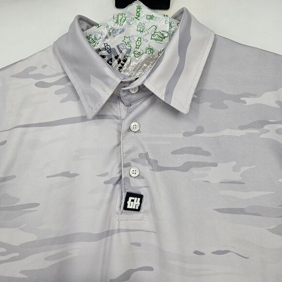 Greater Half GH Polo Shirt Mens Medium Legion Camo Performance‎ Golf AOP UPF - Picture 2 of 10